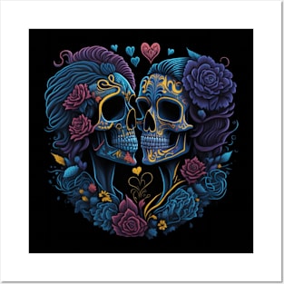 Two love Skull Posters and Art